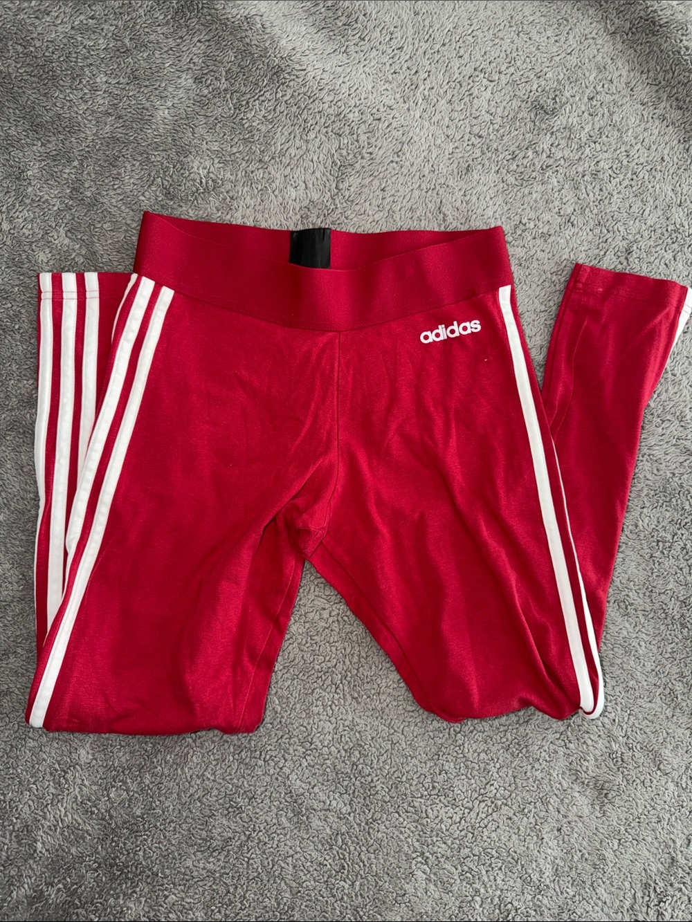 adidas Kids Red Leggings with White Three-Stripes